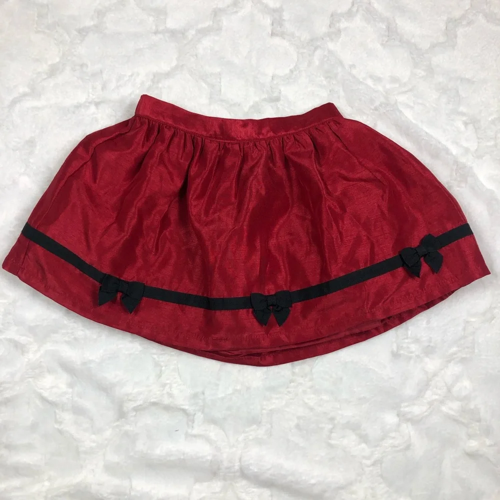 Gymboree Red Satin Skirt with Tiny Black Bows size 5T
